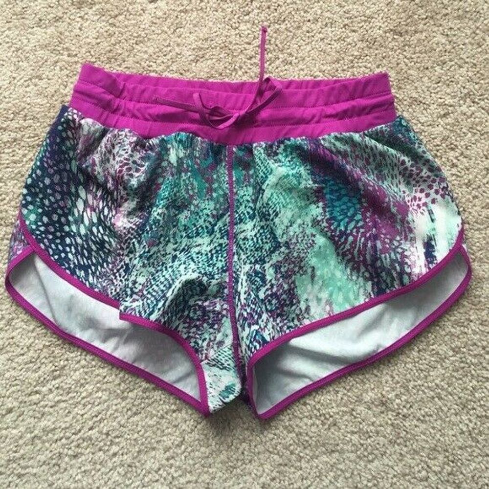 Fabletics Printed Purple Teal Suva Run Shorts - image 1